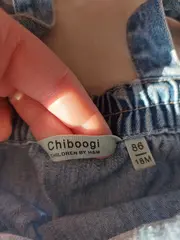 Vorschaubild 2 von Chiboogi Jeanskleid Mädchen Gr. 86 Blumenstickerei Latzkleid Denim