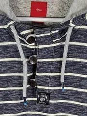 Vorschaubild 3 von Herren Kapuzenpullover Hoodie Gestreift Blau Gr. XL