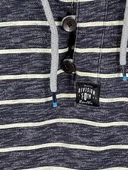 Vorschaubild 2 von Herren Kapuzenpullover Hoodie Gestreift Blau Gr. XL