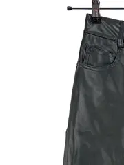 Vorschaubild 5 von Damen Kunstlederhose Straight Leg Schwarz Gr. 36 High Waist