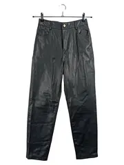 Vorschaubild 3 von Damen Kunstlederhose Straight Leg Schwarz Gr. 36 High Waist