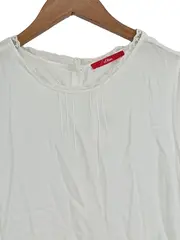 Vorschaubild 5 von Damen Bluse Top Gr. 36 Weiß Viskose Spitze Ärmellos