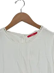 Vorschaubild 4 von Damen Bluse Top Gr. 36 Weiß Viskose Spitze Ärmellos