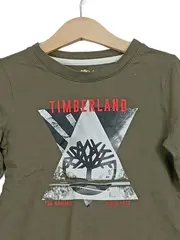 Vorschaubild 2 von Langarmshirt Kinder Gr. 110 Oliv Logo-Print Baumwolle