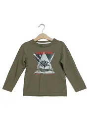 Vorschaubild 1 von Langarmshirt Kinder Gr. 110 Oliv Logo-Print Baumwolle