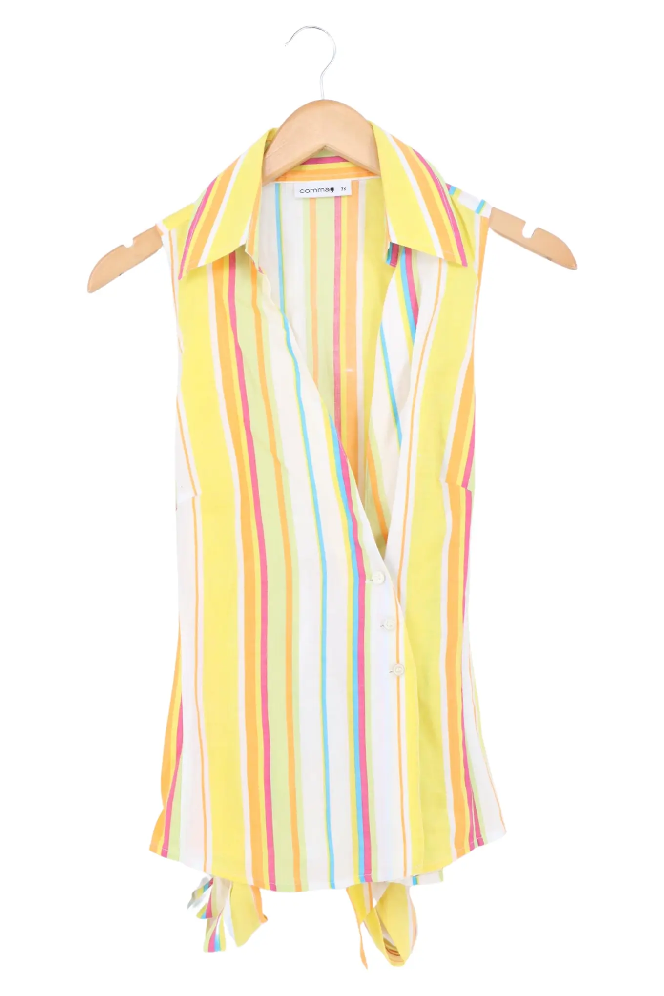 COMMA Bluse Damen 38/M Mehrfarbig Gestreift Ärmellos Sommer Top Freizeit