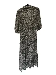 Vorschaubild 2 von Damen Blusenkleid Gr. 36 S geblümt Mehrfarbig Midi Viskose