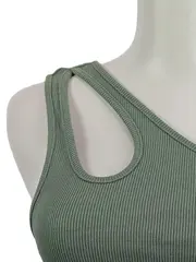Vorschaubild 2 von Damen One-Shoulder Ripp-Top Einheitsgröße Oliv Modern