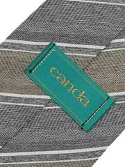 Vorschaubild 3 von Canda Krawatte Herren gestreift grau beige 130cm Business Klassisch