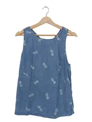 Vorschaubild 1 von Damen Top Bluse Ananas-Muster Blau Gr. L Viskose