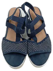 Vorschaubild 2 von Tamaris Damen Keilsandaletten Wedges Gr. 39 Blau Strassbesatz Slingback