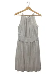 Vorschaubild 1 von Cocktailkleid Damen Gr. M 38 Silber Metallic Plissee Träger