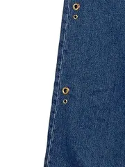 Vorschaubild 3 von Damen Jeans Straight Leg Gr. 34 Blau Ösen Gold Details Denim