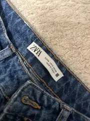 Vorschaubild 4 von Damen Jeans Straight Leg Gr. 34 Blau Ösen Gold Details Denim