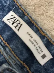Vorschaubild 5 von Damen Jeans Straight Leg Gr. 34 Blau Ösen Gold Details Denim