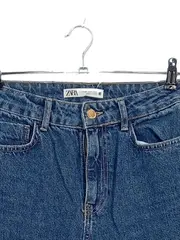 Vorschaubild 2 von Damen Jeans Straight Leg Gr. 34 Blau Ösen Gold Details Denim