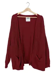 Vorschaubild 1 von Damen Strickjacke Cardigan Rippstrick Rot Gr. L Baumwolle Freizeit