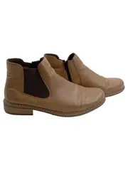 Vorschaubild 1 von Damen Stiefeletten Chelsea Boots Gr. 41 Beige Leder Reißverschluss