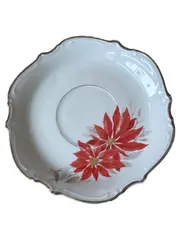 Vorschaubild 1 von Unterteller Porzellan Blumenmuster Weiß 15cm Weihnachtlich