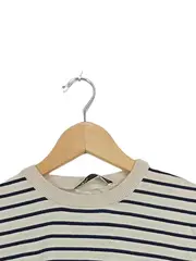 Vorschaubild 3 von Damen Pullover Gr. 38/M gestreift Maritim Kurzarm Beige Dunkelblau