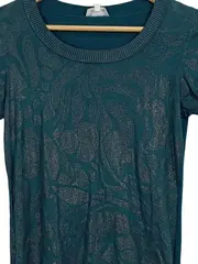 Vorschaubild 2 von Sport Damen Strickshirt Gr. S Petrol Metallic Floral Kurzarm