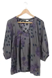 Vorschaubild 1 von Damen Bluse Gr. 38/M Mehrfarbig Blumen Punkte Casual Elegant