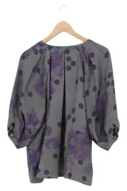 Vorschaubild 2 von Damen Bluse Gr. 38/M Mehrfarbig Blumen Punkte Casual Elegant
