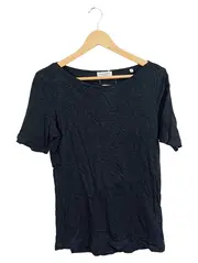 Vorschaubild 1 von Damen T-Shirt Schwarz Uni Kurzarm Gr. 40 L Baumwolle
