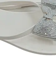 Vorschaubild 3 von Zehentrenner Gr. 38 Damen Weiß Schleife Strass Sandalen