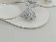 Vorschaubild 4 von Zehentrenner Gr. 38 Damen Weiß Schleife Strass Sandalen