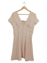 Vorschaubild 1 von Damen Cocktailkleid Sommerkleid Rosa Kurzarm V-Ausschnitt Gr. 40 L
