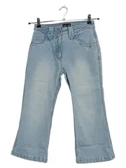 Vorschaubild 1 von Jeans Bootcut Capri Hose Kinder Mädchen Gr. 164 Hellblau Retro