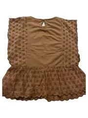 Vorschaubild 3 von Mädchen Bluse Lochstickerei Gr. 134 Braun Rüschen Sommer
