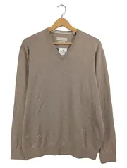 Vorschaubild 1 von Herren Pullover V-Ausschnitt Beige Gr. 50 L Baumwolle Klassisch