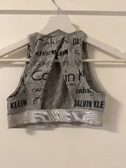 Vorschaubild 3 von Damen Sport BH Grau S Logo-Print Rippstrick