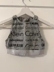 Vorschaubild 2 von Damen Sport BH Grau S Logo-Print Rippstrick