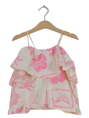 Vorschaubild 2 von Mädchen Top Gr. 120/122 Rosa Blumen Rüschen Trägertop Sommer
