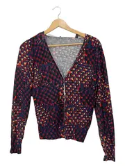 Vorschaubild 1 von Collection Strickjacke Damen Gr. M Cardigan Retro Muster Mehrfarbig