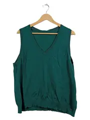 Vorschaubild 1 von Damen Pullunder Strickweste V-Ausschnitt Grün Gr. 46