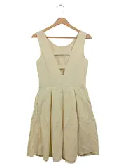 Vorschaubild 2 von Damen Freizeitkleid Gr. 38/M Gelb Gestreift Klassisch Elegant Midikleid