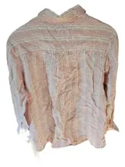 Vorschaubild 3 von Damen Bluse Hemd Langarm Leinen gestreift Rosa Gr. S