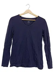 Vorschaubild 1 von Langarmshirt Damen Gr. M Lila Basic V-Ausschnitt Longsleeve