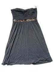 Vorschaubild 2 von Damen Abendkleid trägerlos Pailletten Gr. 34/XS Grau Elegant
