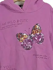 Vorschaubild 2 von Mädchen Kapuzenpullover Schmetterling Pailletten Gr. 128/134 Rosa