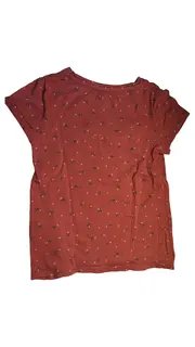 Vorschaubild 2 von Mädchen T-Shirt Rot Gr. 104 Blumenmuster Schriftzug Kurzarm Casual