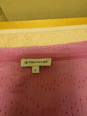 Vorschaubild 4 von Damen T-Shirt Gr. L Pink Lochmuster Freizeit Kurzarm Polyester