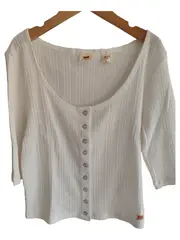 Vorschaubild 2 von Damen Langarmshirt Rippstrick Weiß Gr. M 38 Freizeit Casual