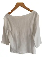 Vorschaubild 3 von Damen Langarmshirt Rippstrick Weiß Gr. M 38 Freizeit Casual