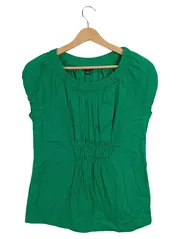 Vorschaubild 1 von Petite Damen Bluse Gr. PM/36 Grün Kurzarm Raffung