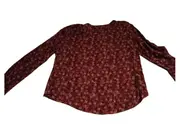 Vorschaubild 4 von Damen Bluse Langarm Gr. 34/XS Bordeaux Florales Muster Viskose